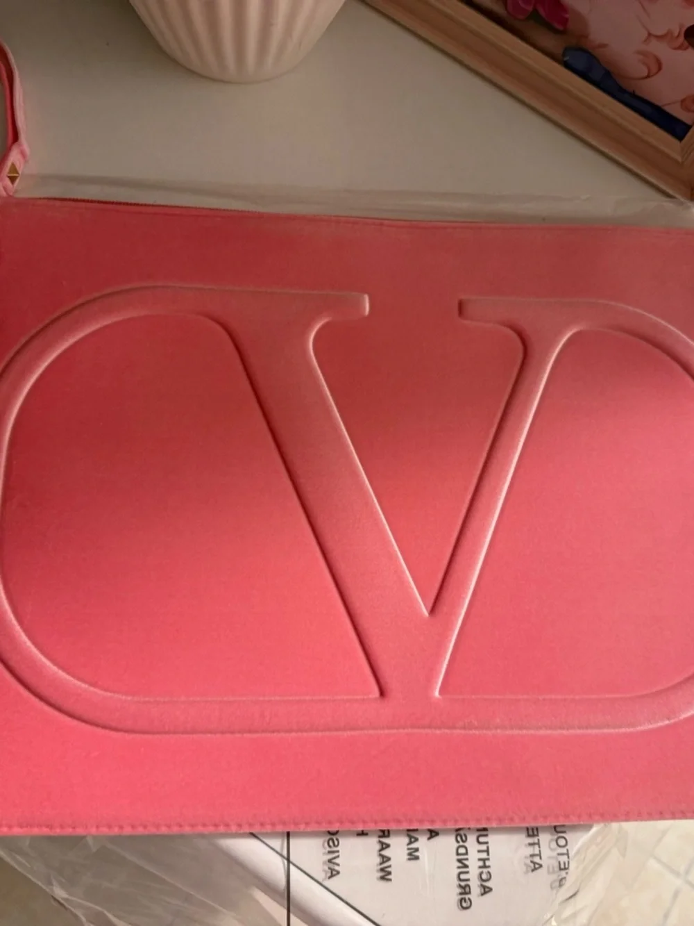 Valentino Coral Pink V Logo embossed Pouch laptop pouch